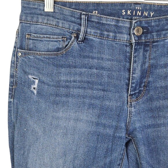 White House Black Market Jeans‎ The Skinny Ankle Stretch Mid Rise Blue Size 6L - Picture 2 of 13